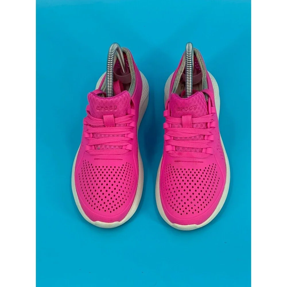 Crocs LiteRide Pacer Women’s Sneakers Hot Pink White W6 Style 205234